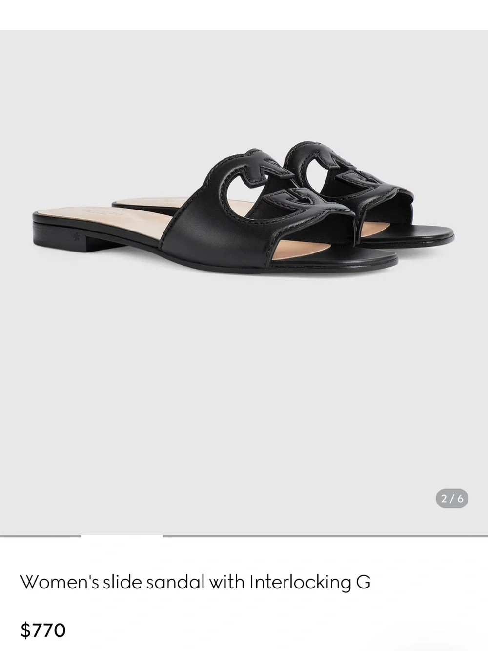 Gucci Brown Leather GG Cutout Slide Mules - Picture 4 of 4